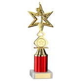 GOLD/RED 'DANCE/GYM' STAR FIGURE ASSEMBLED ON MARBLE (1" CEN/2" TUBE) - 9in